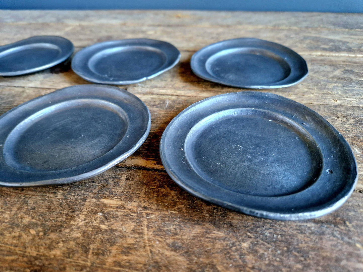 Antique pewter small plates French pewter plates Old pewter plates.