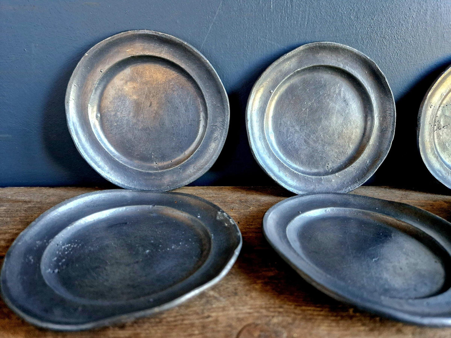 Antique pewter small plates French pewter plates Old pewter plates.