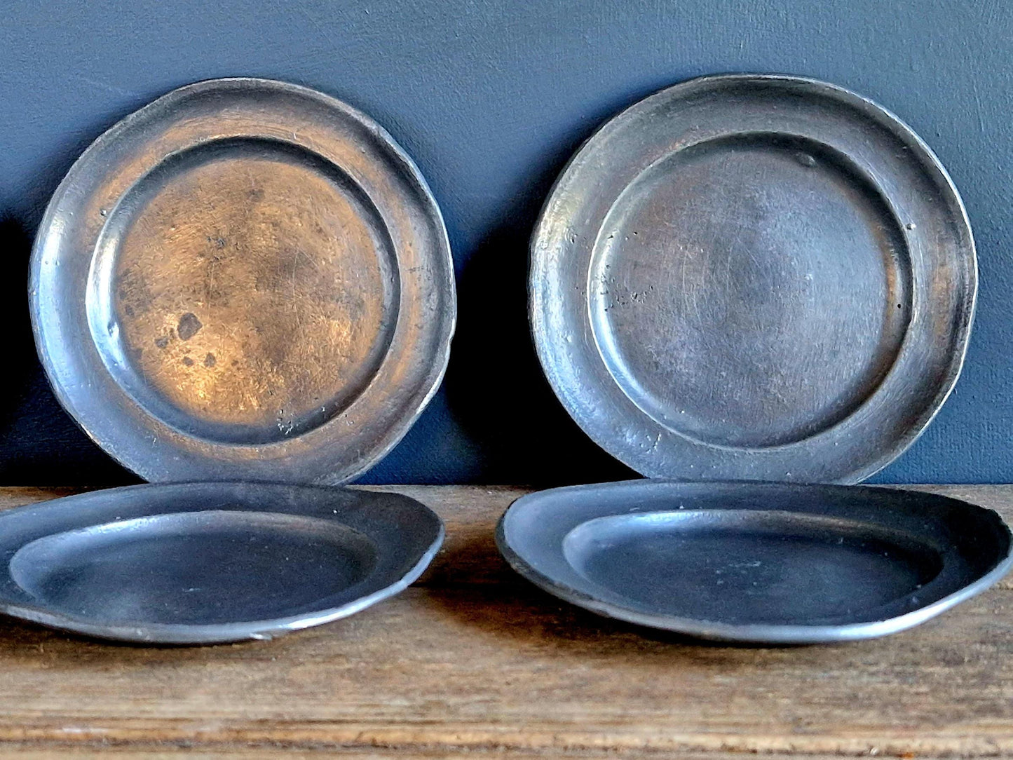 Antique pewter small plates French pewter plates Old pewter plates.