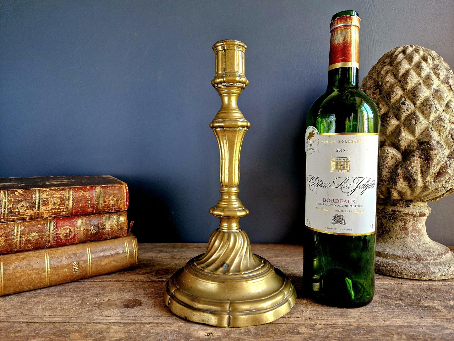 French bronze antique candlestick.