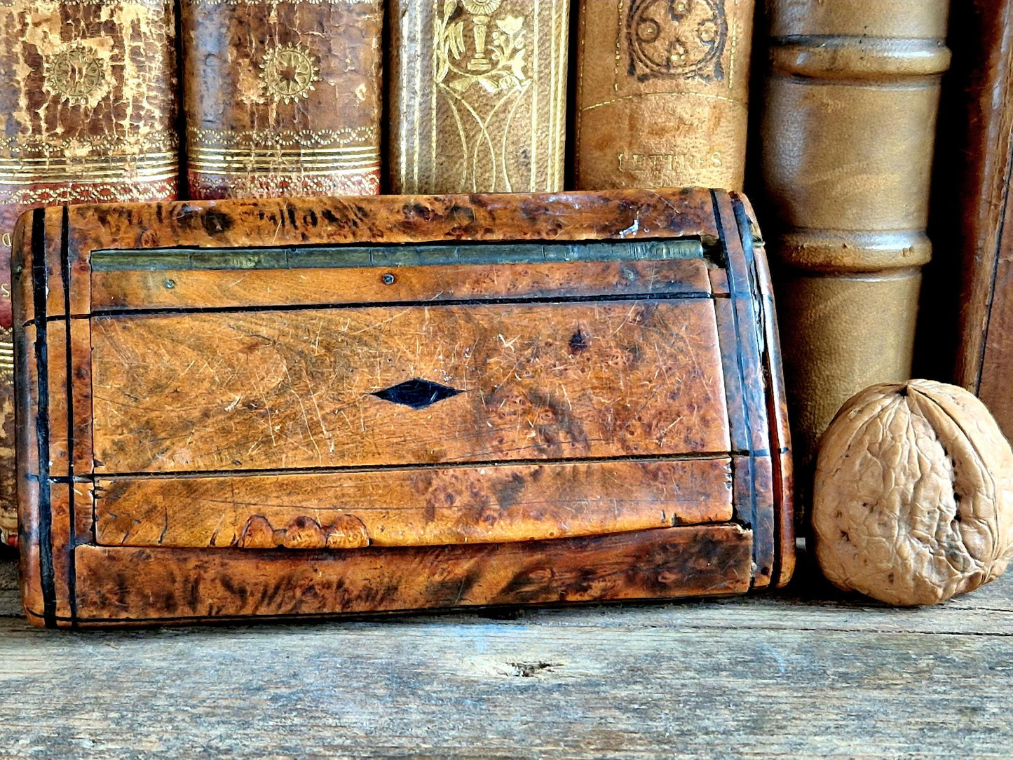 Antique snuff box French wooden snuff box 19th century.