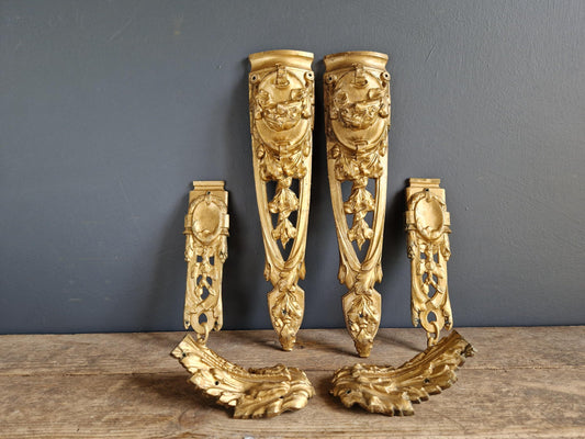 French antique ormolu mounts.French Bronze furniture pediments.