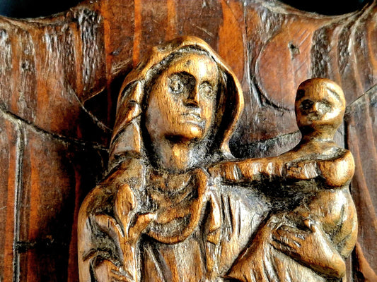 Jesus Christ antique wooden religious wall art.