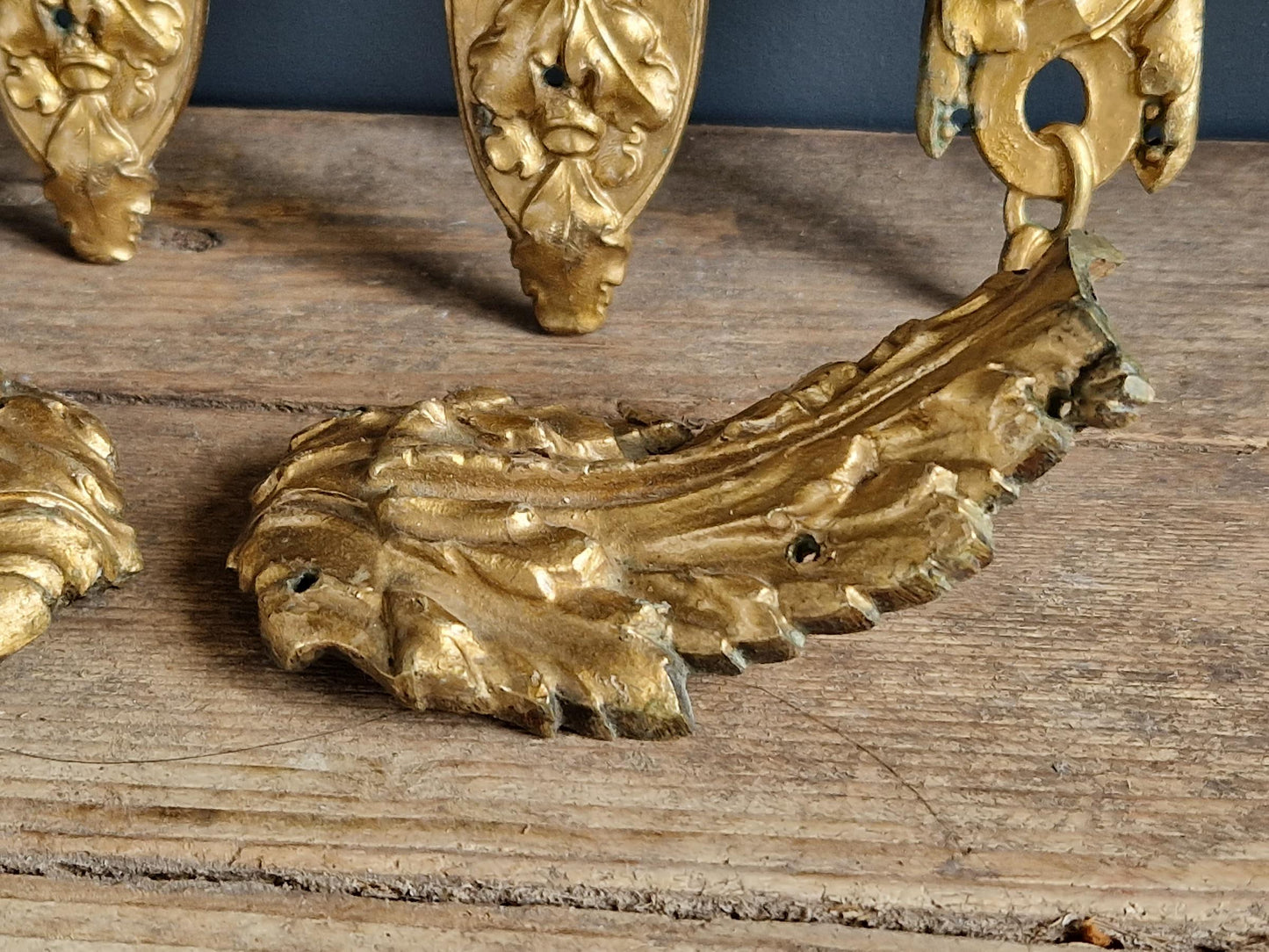 French antique ormolu mounts.French Bronze furniture pediments.