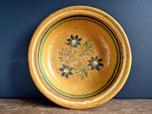 French antique country bowl antique Alsatian bowl. Rustic French bowl.