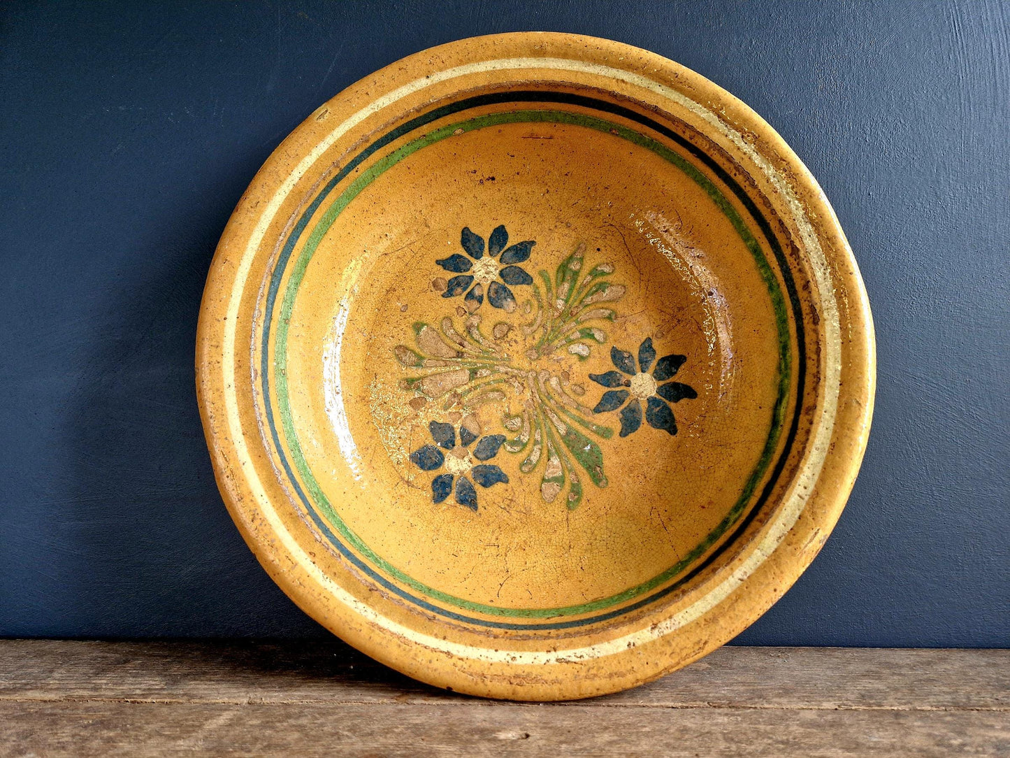 French antique country bowl antique Alsatian bowl. Rustic French bowl.