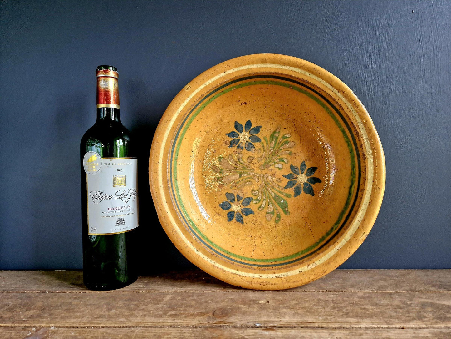 French antique country bowl antique Alsatian bowl. Rustic French bowl.