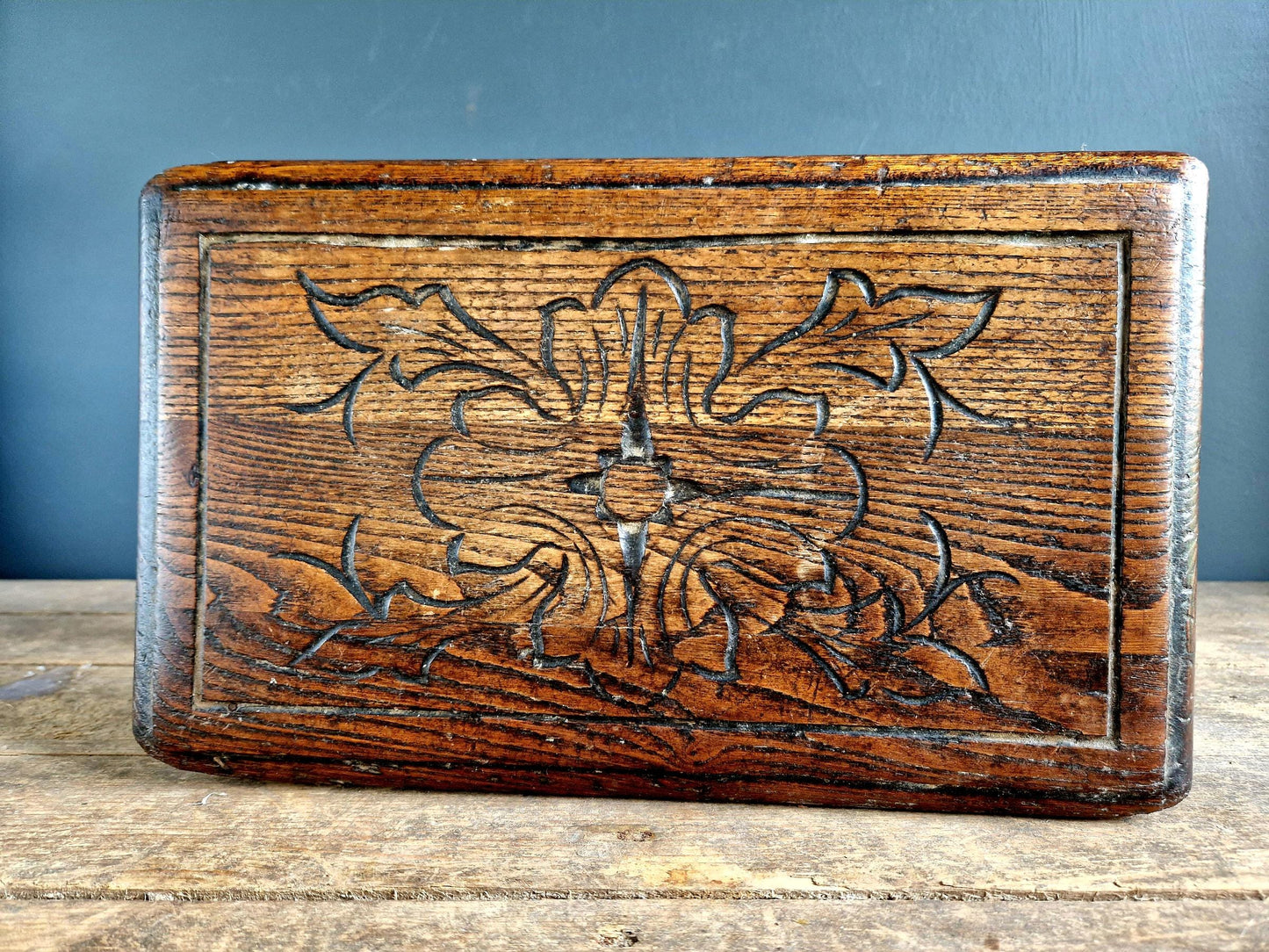French antique wooden stool table Farmhouse stool.
