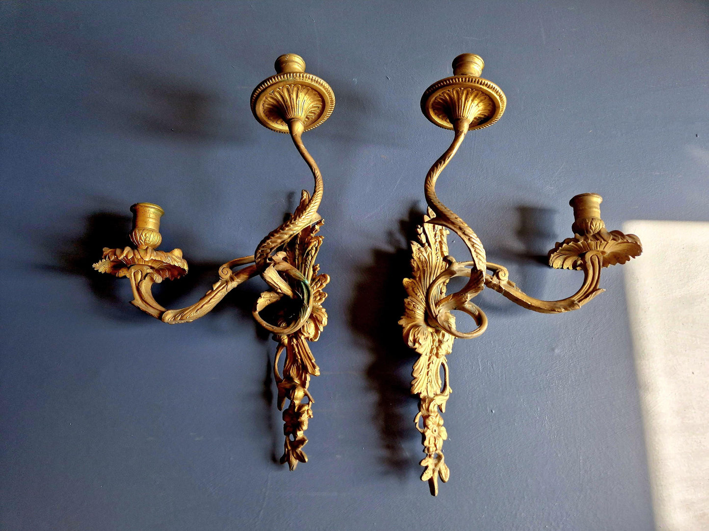 French bronze sconces Pair of French bronze appliques Chateau sconces.