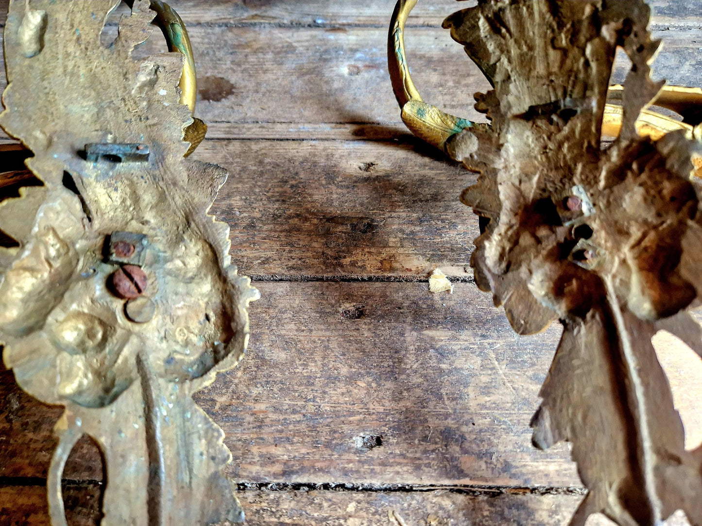 French bronze sconces Pair of French bronze appliques Chateau sconces.