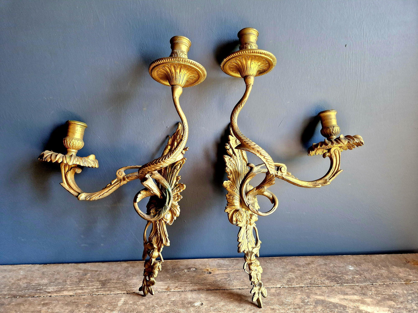 French bronze sconces Pair of French bronze appliques Chateau sconces.