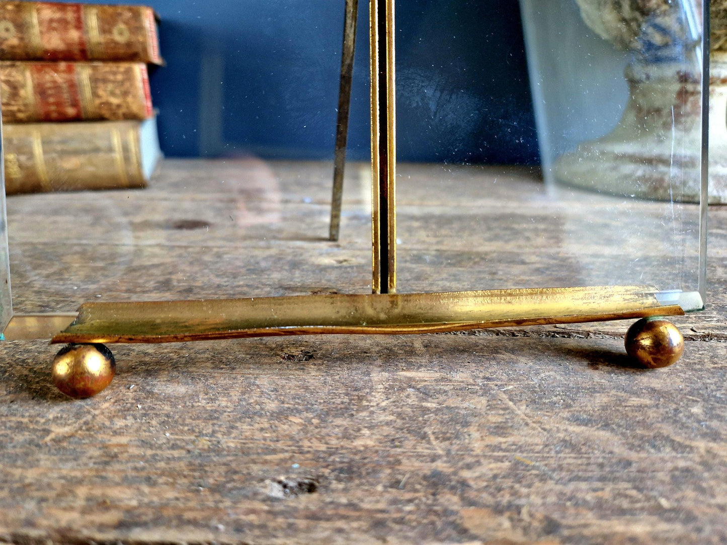 Large French Antique Photo Frame: Beveled Glass, Chateau Ribbon Decor