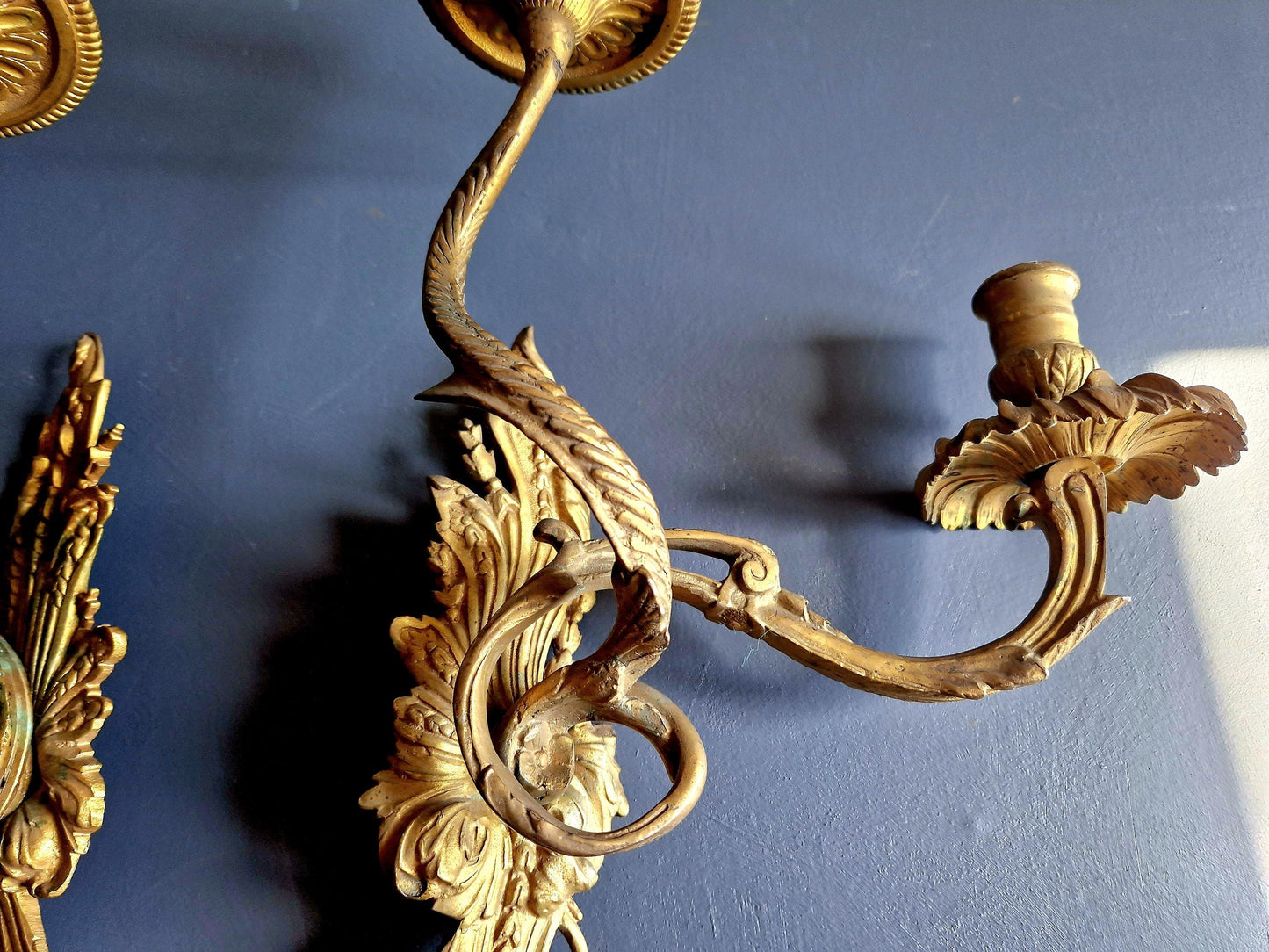 French bronze sconces Pair of French bronze appliques Chateau sconces.