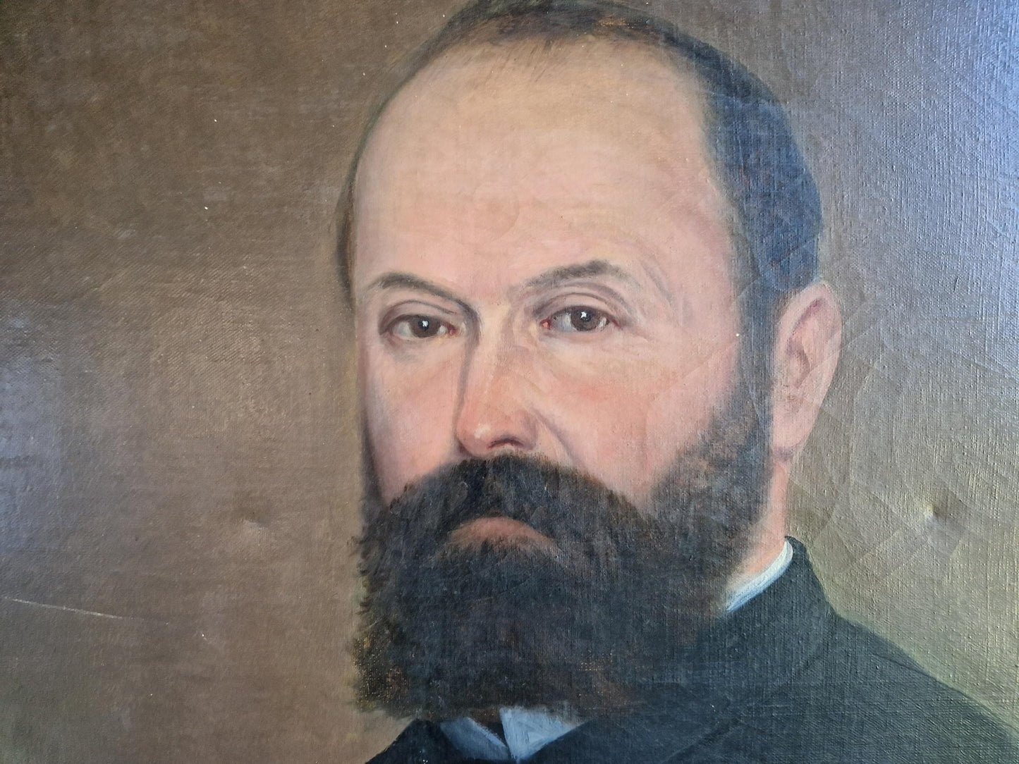 Antique oil painting. Antique portrait of Gentleman. Antique oil on canvas.
