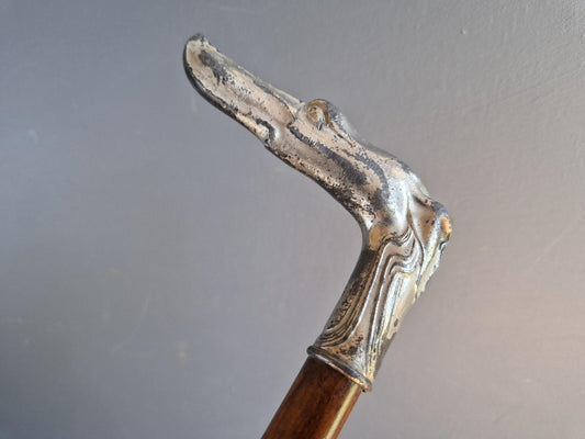 French Art Nouveau walking cane. Dogs head antique walking stick.
