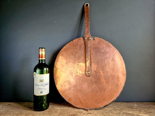 Huge French antique copper pan lid.