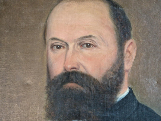 Antique oil painting. Antique portrait of Gentleman. Antique oil on canvas.