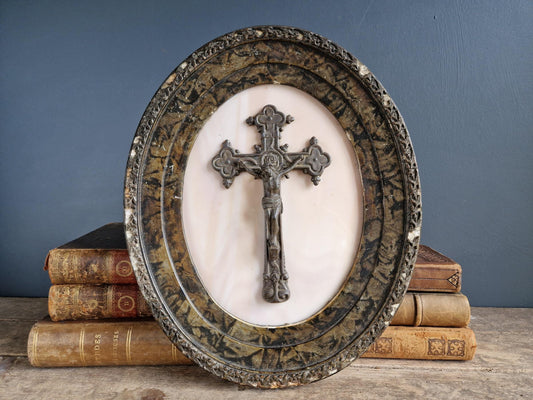 French Catholic antique crucifix Wall hanging.