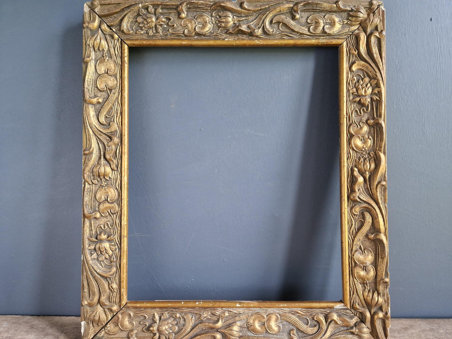 French antique  picture  frame. French Art Nouveau  gilt wood picture frame.