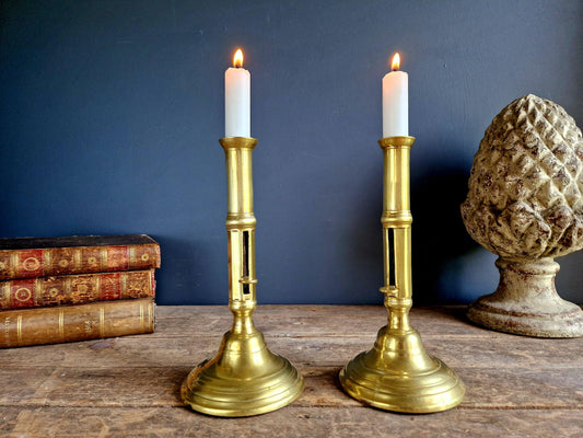French antique candlesticks Antique brass candle holders.