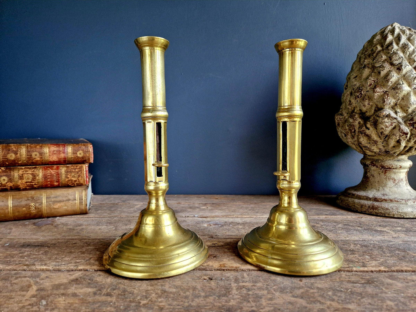 French antique candlesticks Antique brass candle holders.