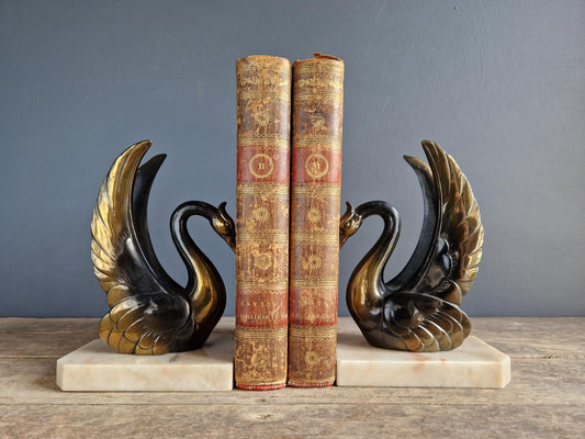 Pair of French Art deco bookends with swan decoration.