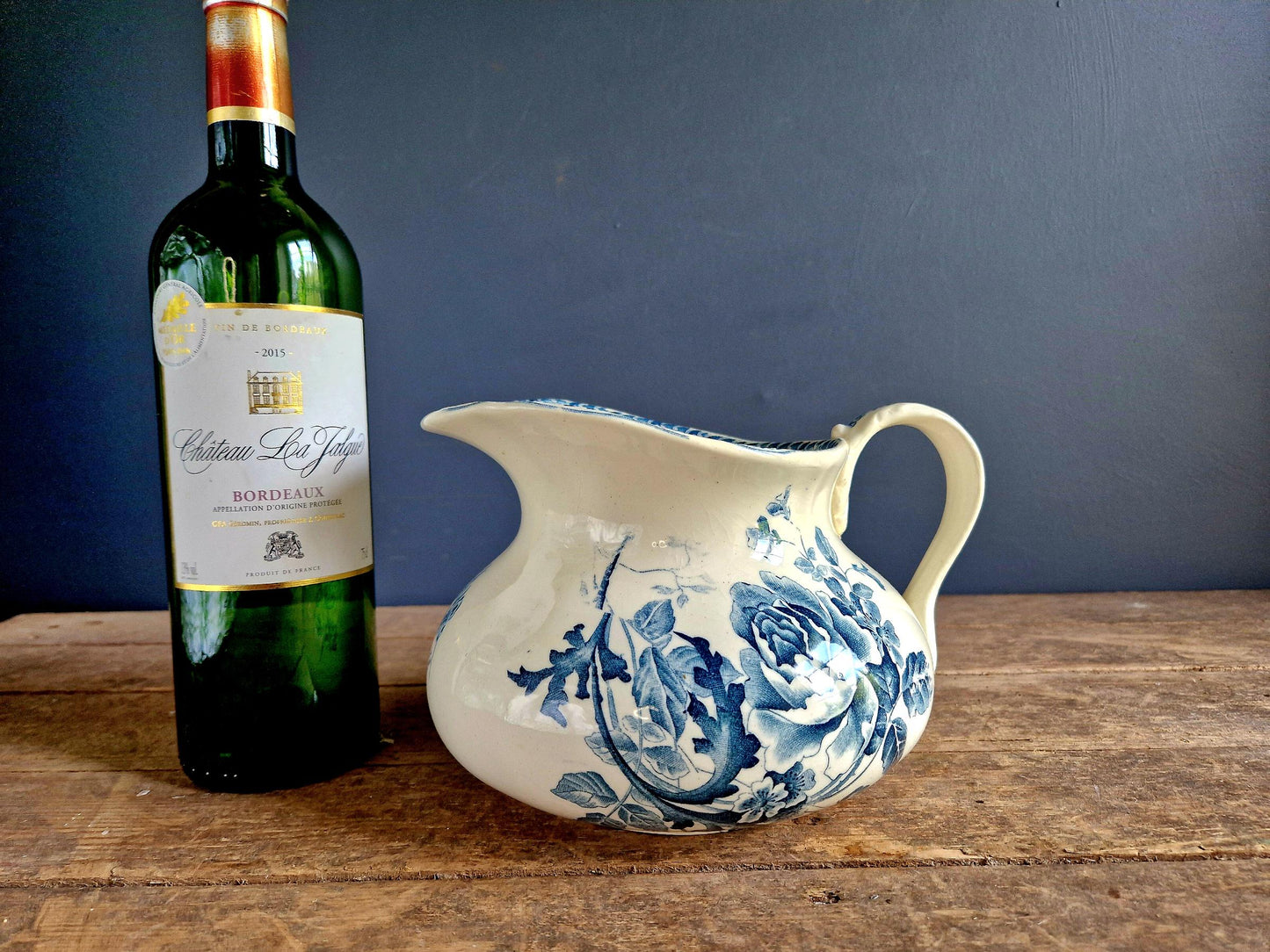 French transferware jug. Transferware pitcher.