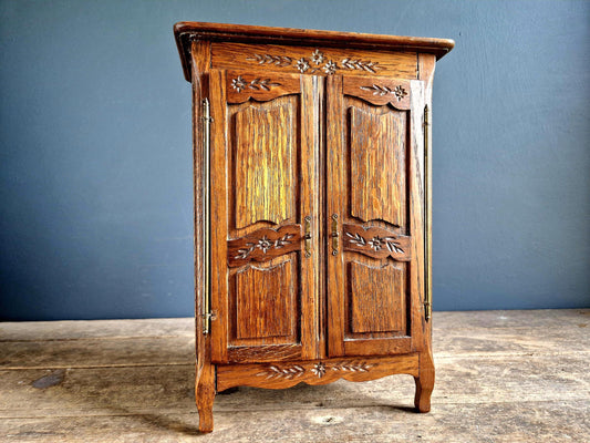 French small vintage wardrobe. Miniature armoire.