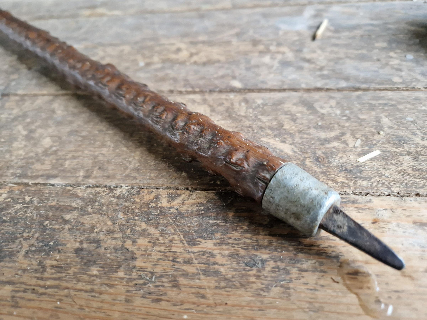 French antique dogs head walking cane. Antique dog walking stick.