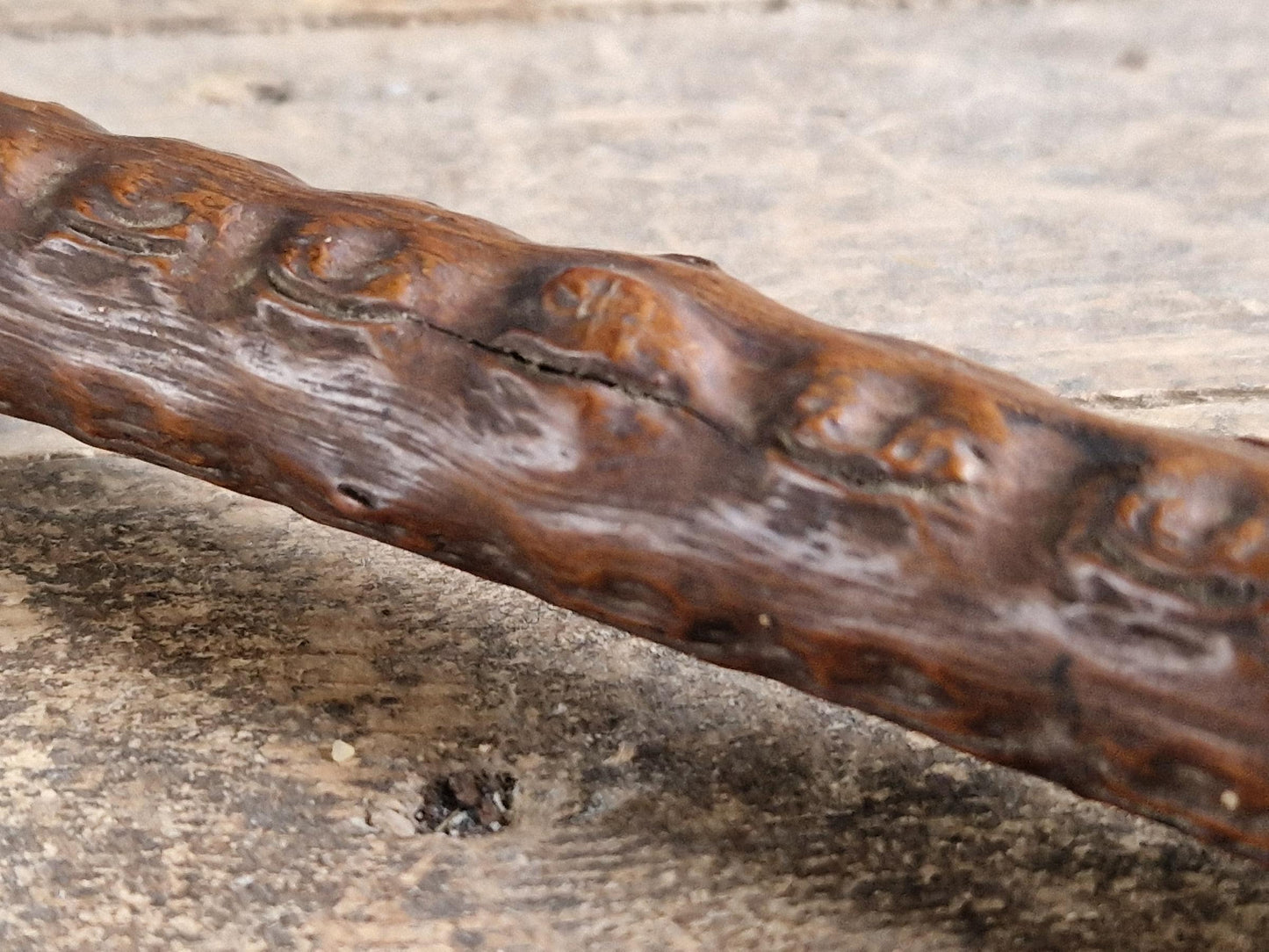 French antique dogs head walking cane. Antique dog walking stick.
