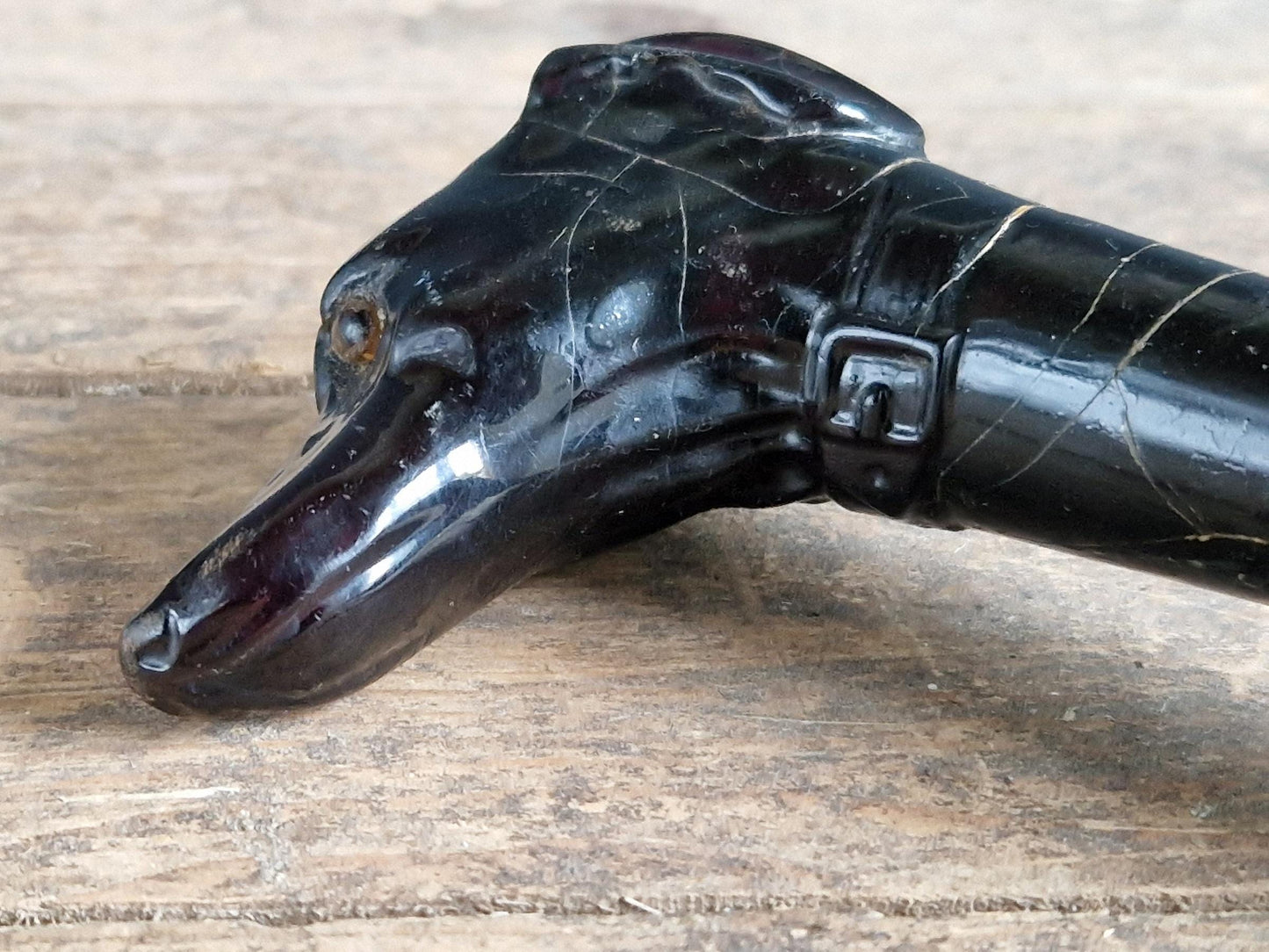 French antique dogs head walking cane. Antique dog walking stick.