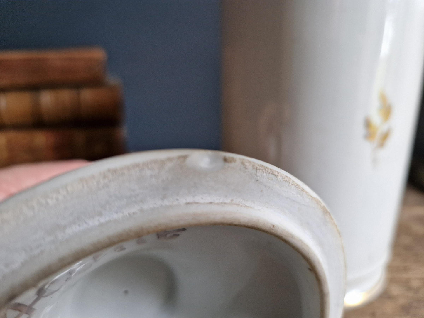 Pot d'apothicaire français ancien : Présentoir à aconit en porcelaine de Paris