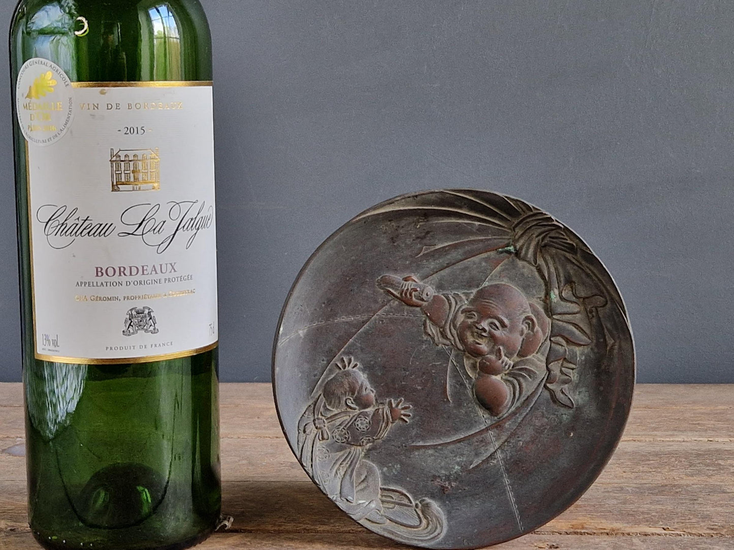 Japanese Buddha dish. Japanese metal decorative plate.