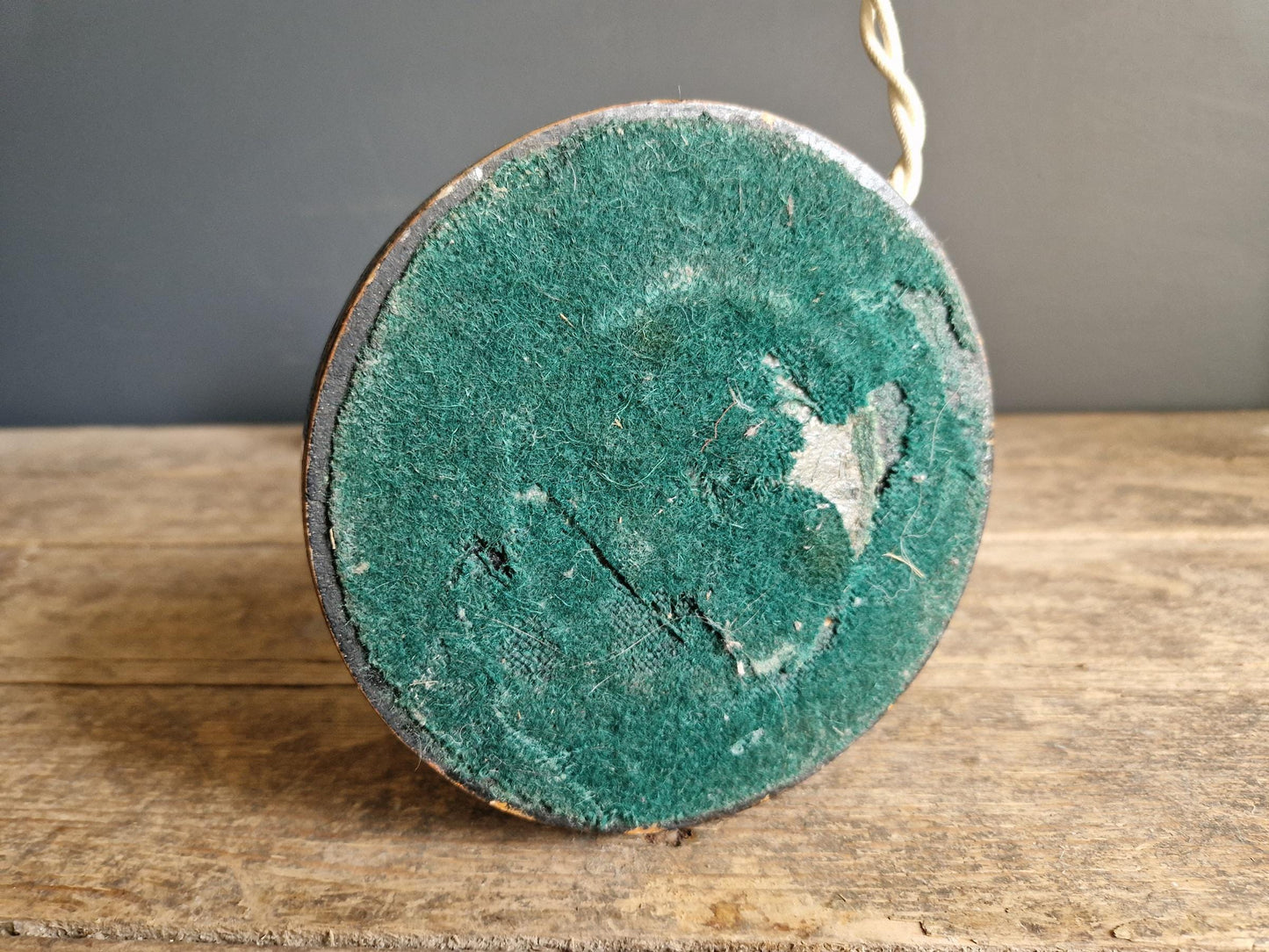 Antique Chinoiserie black table lamp with gilt highlight decoration.