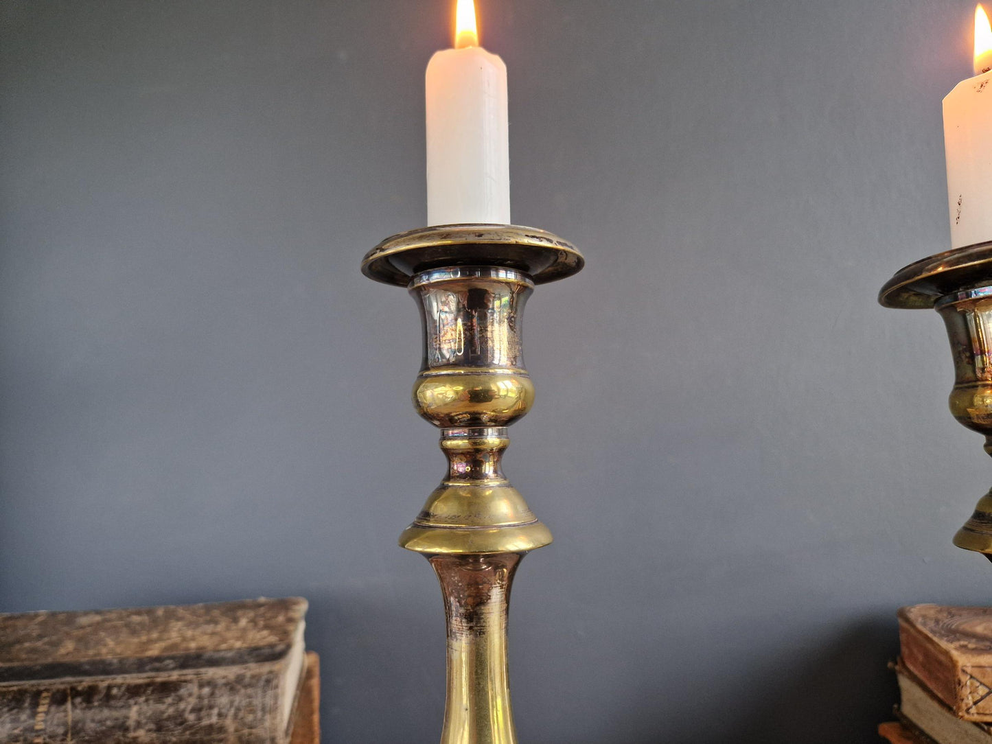 French antique candlesticks Antique brass 1800s candle holders.