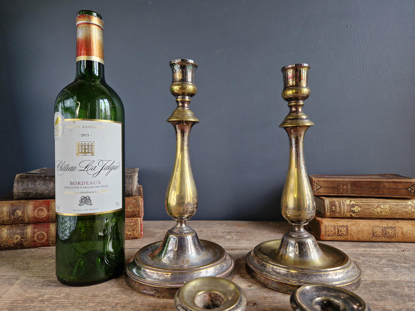 French antique candlesticks Antique brass 1800s candle holders.