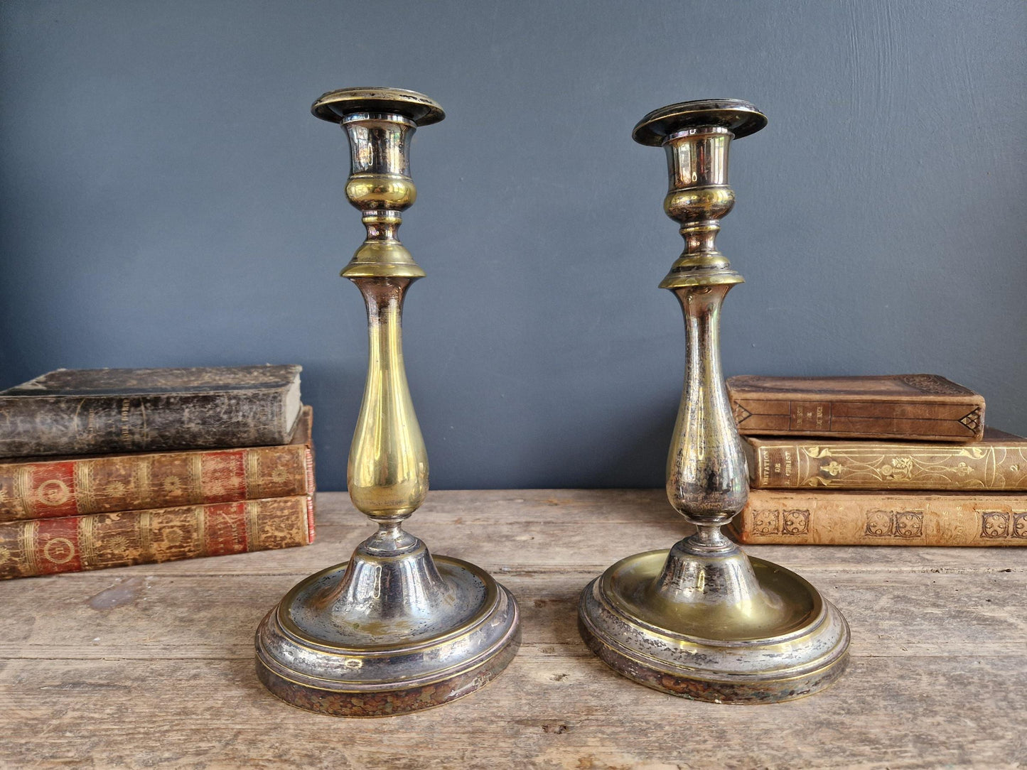 French antique candlesticks Antique brass 1800s candle holders.
