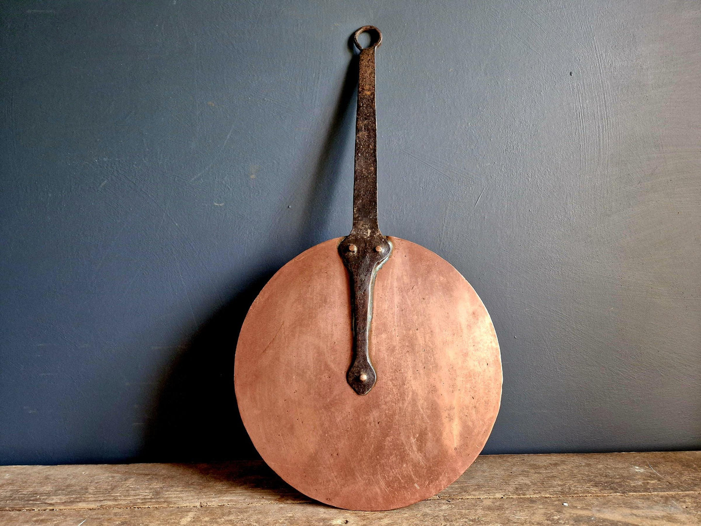 Couvercle de casserole ancien en cuivre français - Décoration de cuisine de style campagnard
