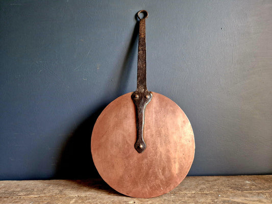 Couvercle de casserole ancien en cuivre français - Décoration de cuisine de style campagnard