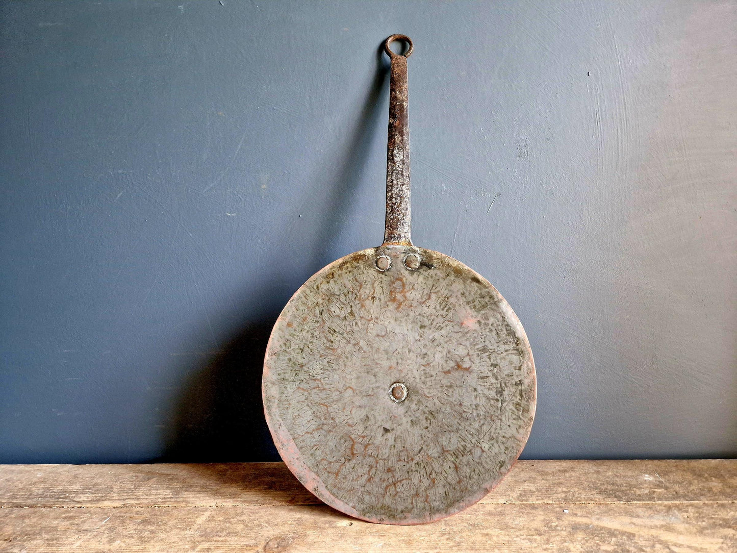 Couvercle de casserole ancien en cuivre français - Décoration de cuisine de style campagnard