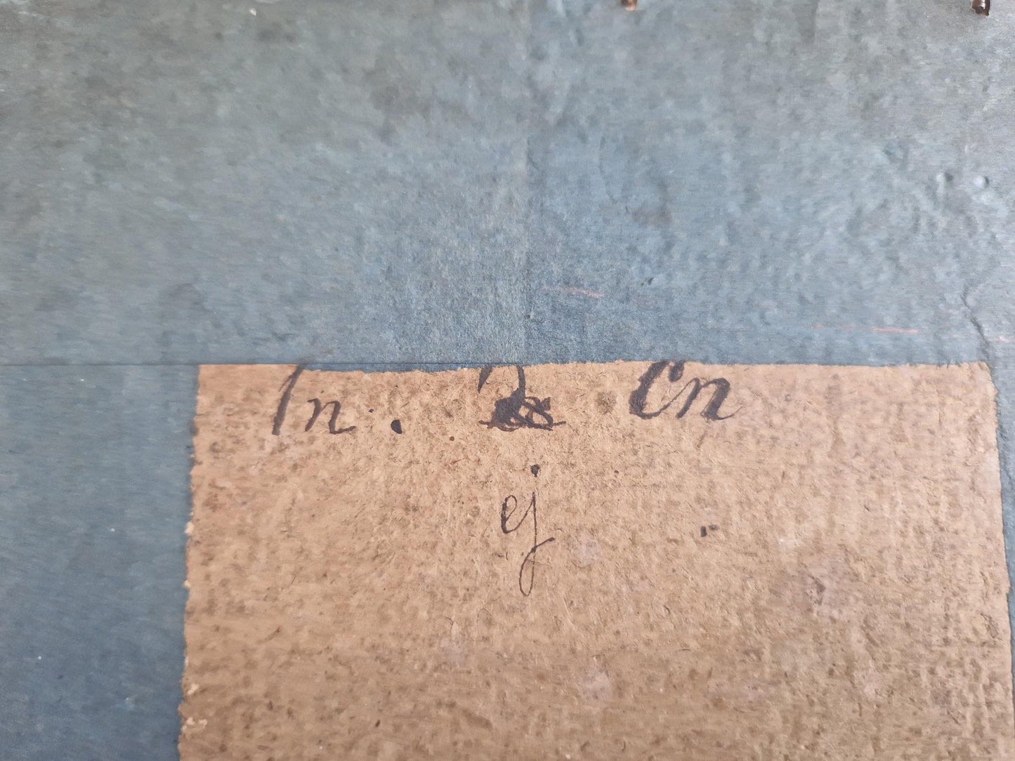 French painting in Gouache showing a rustic interior, Framed and glazed.