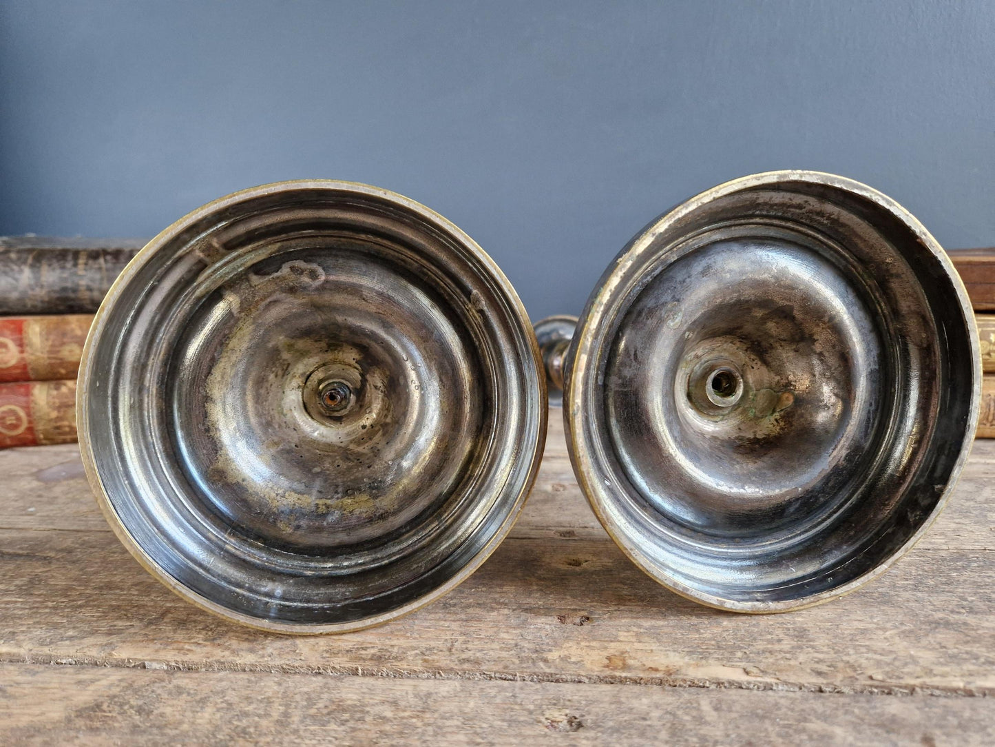 French antique candlesticks Antique brass 1800s candle holders.