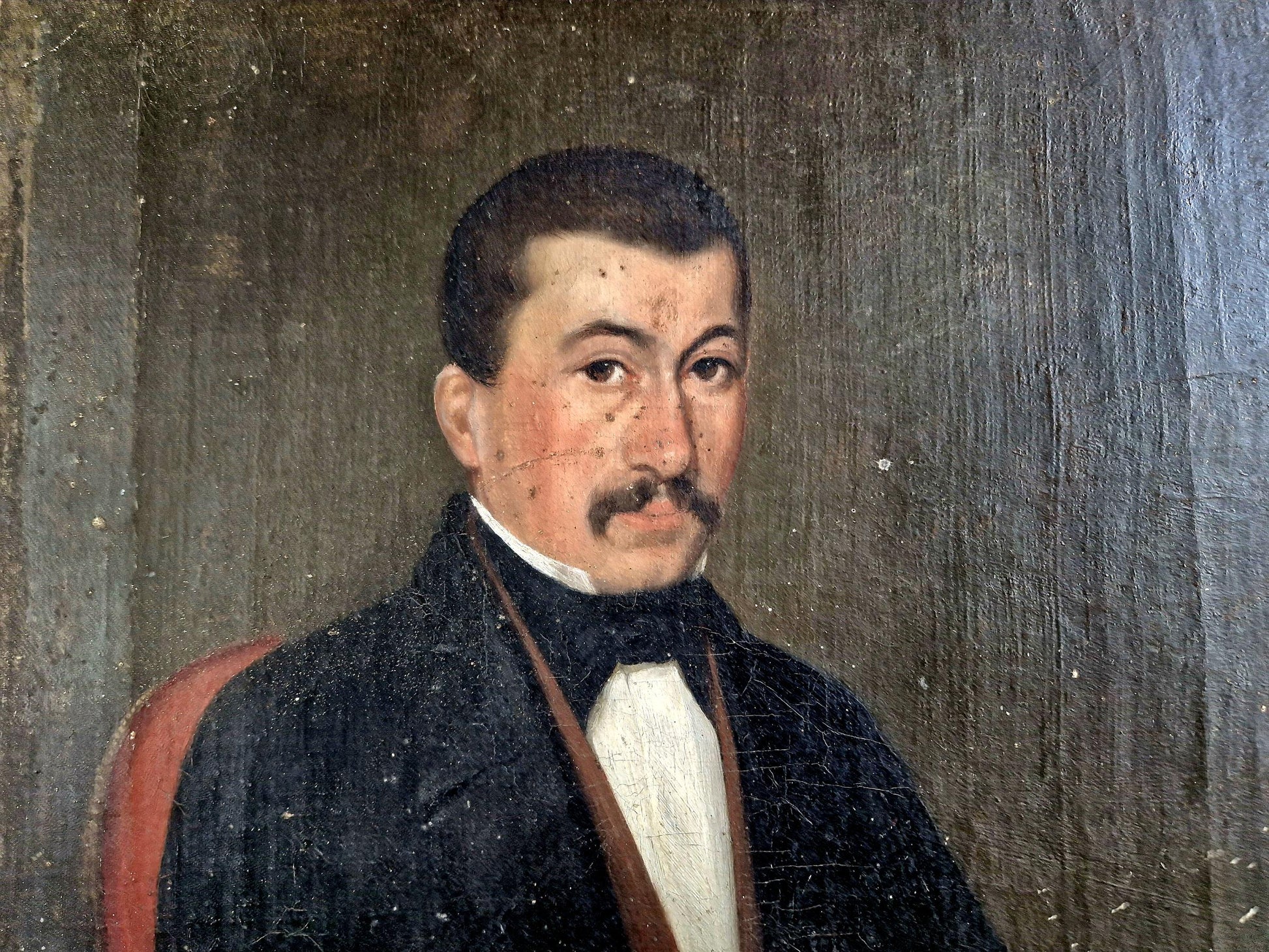 French antique oil on canvas portrait of a Victorian gentleman