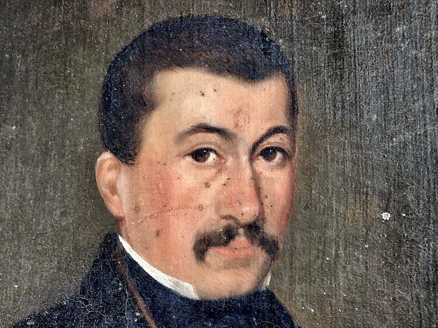 Antique oil painting. Antique portrait of Gentleman writing in his journal. 19th century portrait painting.