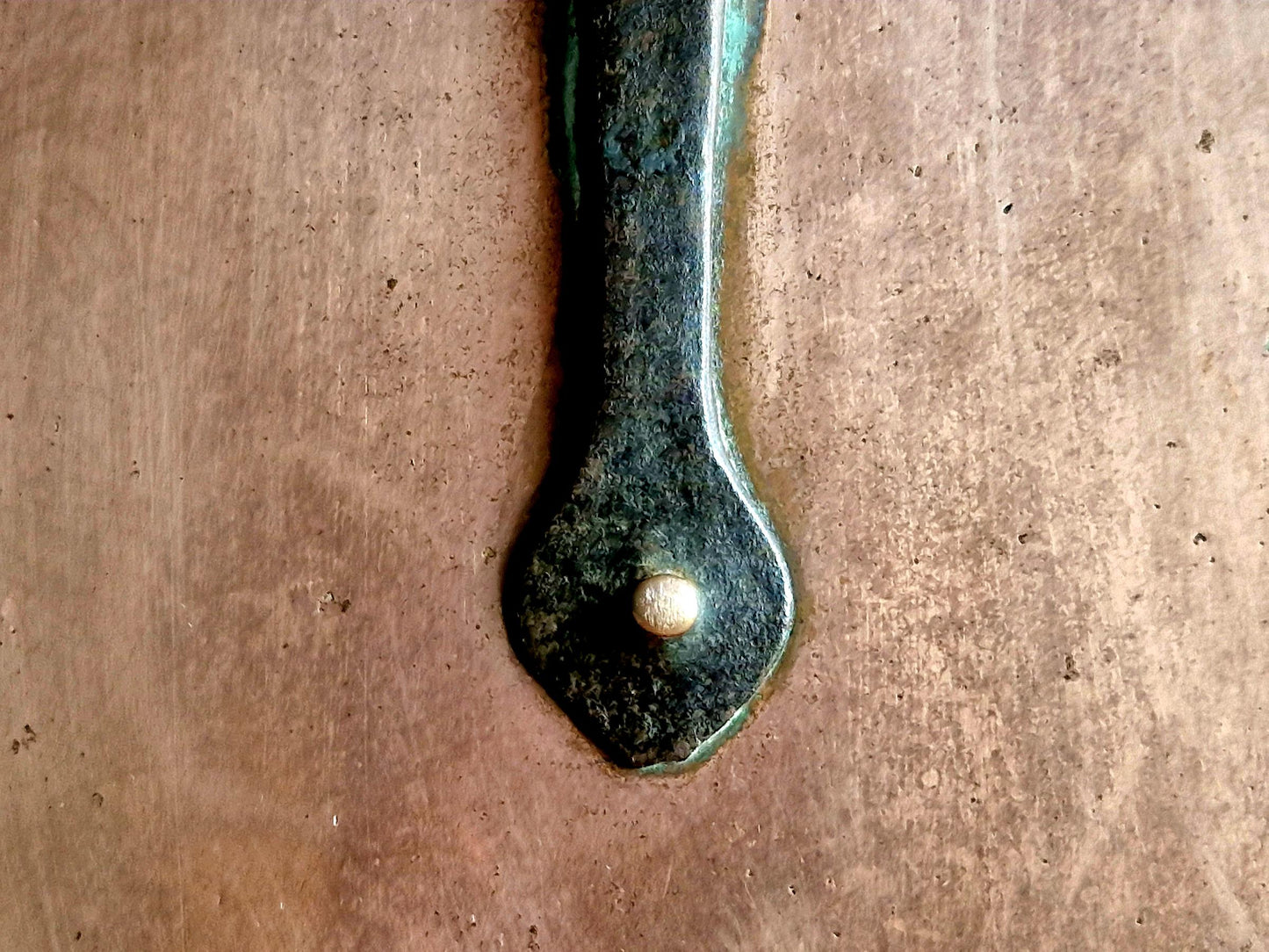 Couvercle de casserole ancien en cuivre français - Décoration de cuisine de style campagnard