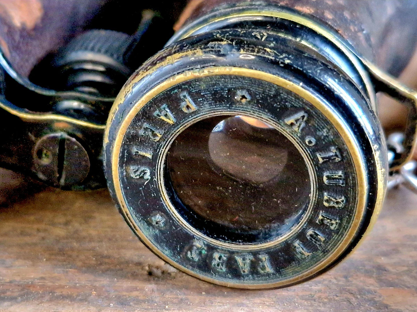 Antique French Binoculars, A. Tubeuf Paris, with Leather Case