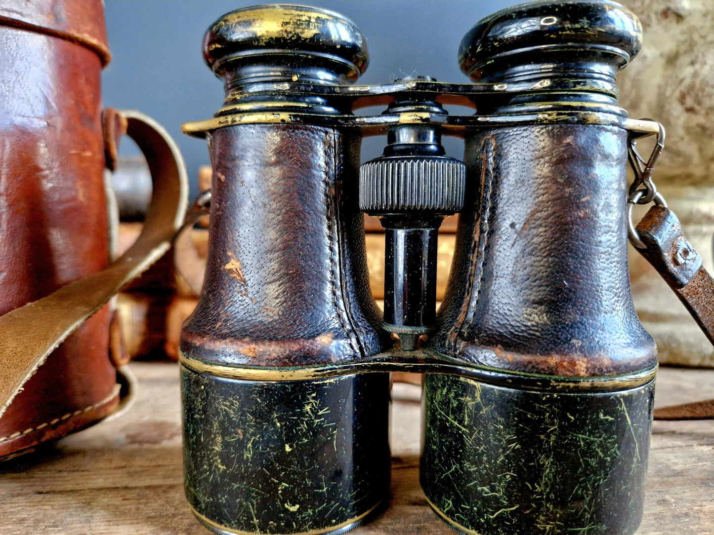Antique French Binoculars, A. Tubeuf Paris, with Leather Case
