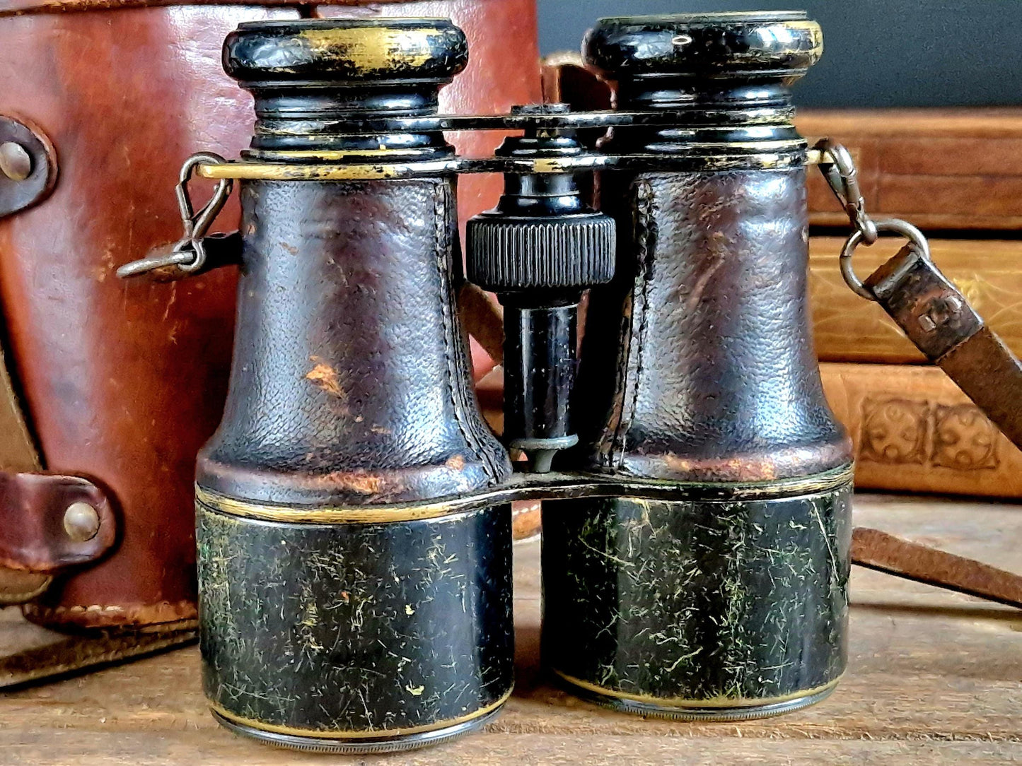 Antique French Binoculars, A. Tubeuf Paris, with Leather Case