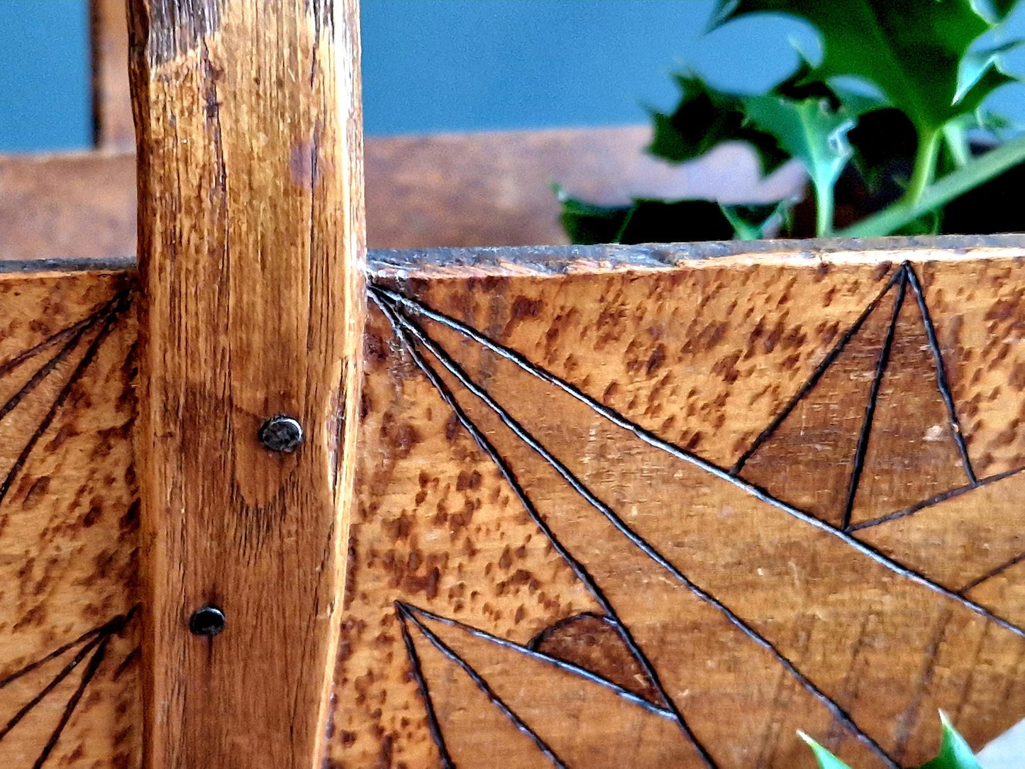 Antique French Wooden Trug, Art Deco Home Decor