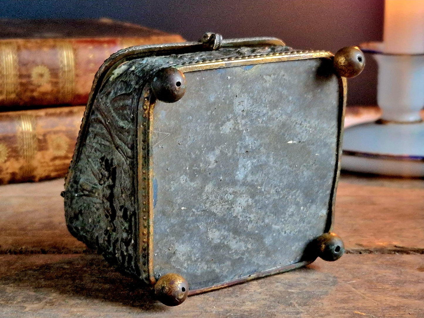 French Antique Pocket Watch Box, Napoleon III Era, Hunting Scene Decor